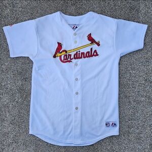 Vintage St. Louis Cardinals Jersey Baseball Pujols SEWN Majestic Shirt Womens XL